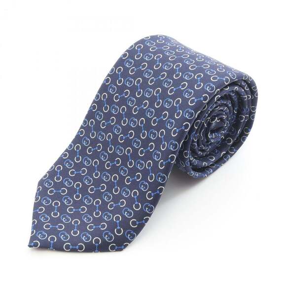 Gucci Interlocking G Tie Silk Men's Navy Blue